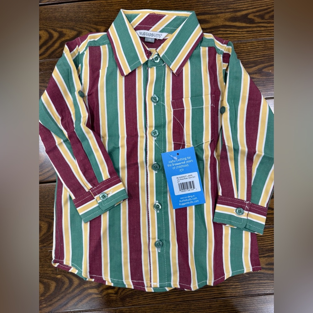 Ruffle Butts | Rugged Butts Multicolor Striped Button Down Shirt NWT